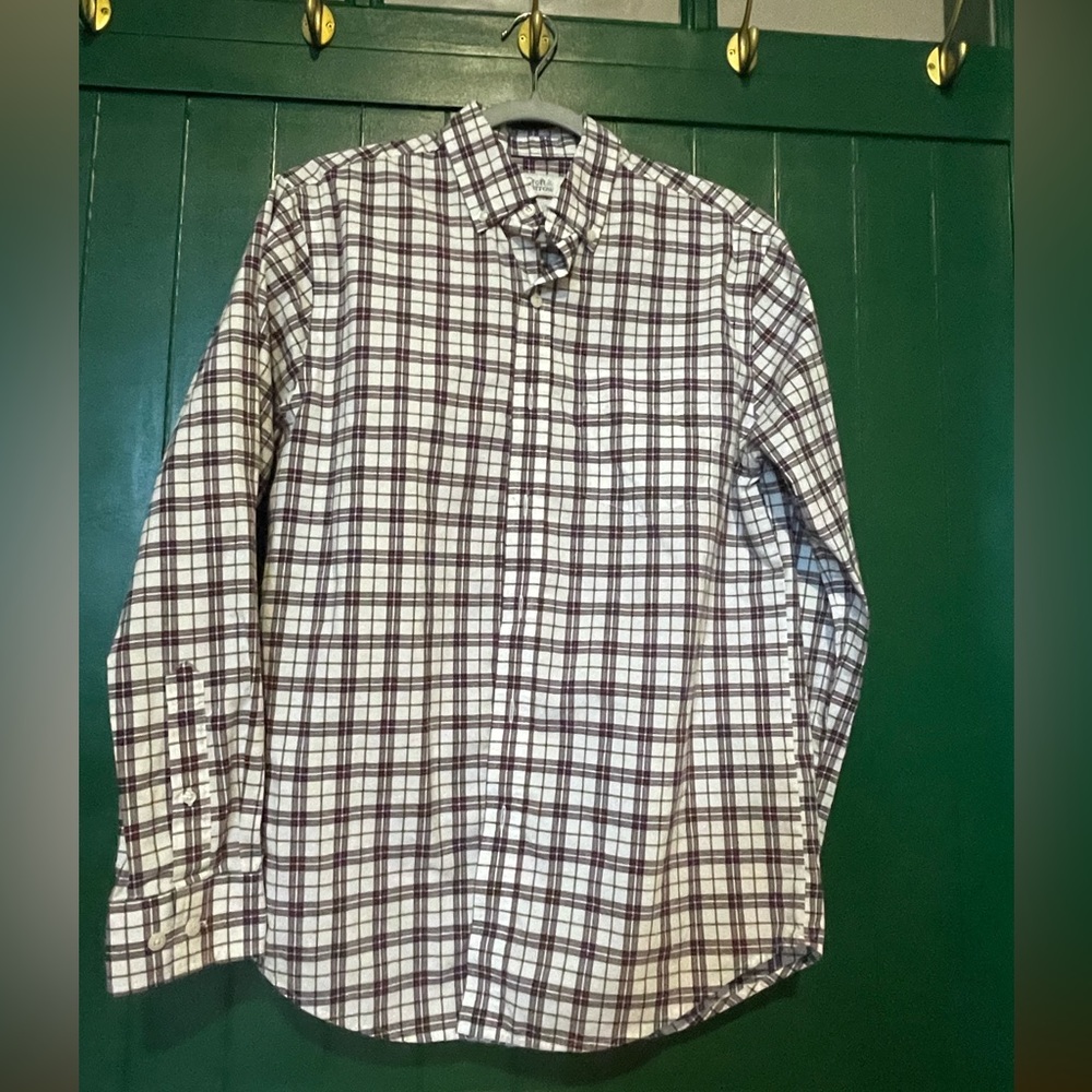 Croft and borrow easy care button down small striped white/red